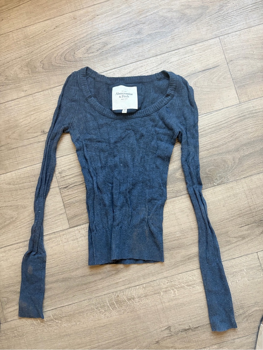Vintage / Deadstock Abercrombie  & Fitch Ribbed Scoop-Neck Long Sleeve Top: M